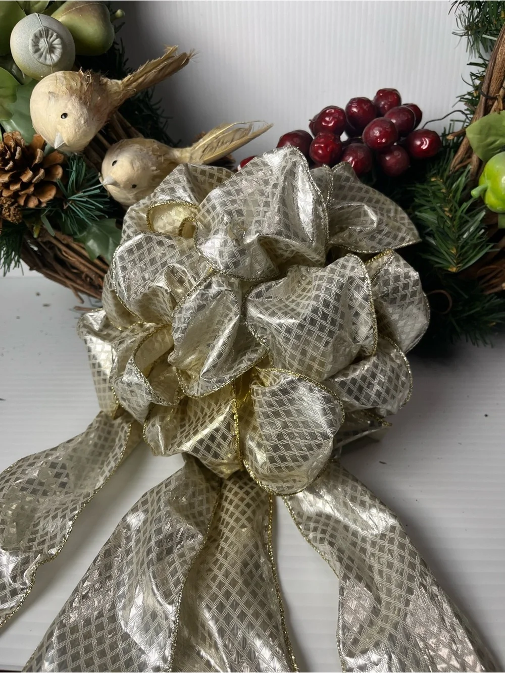 21” handcrafted sugared fruit Christmas Wreath